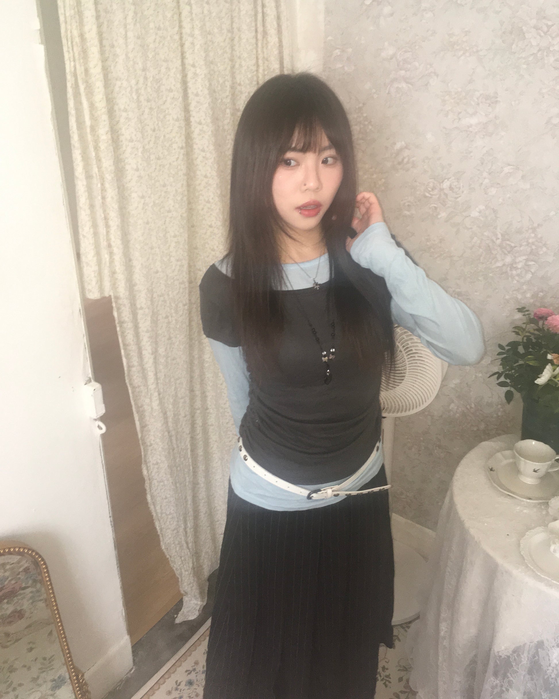 tencel color layered tee (sky blue)