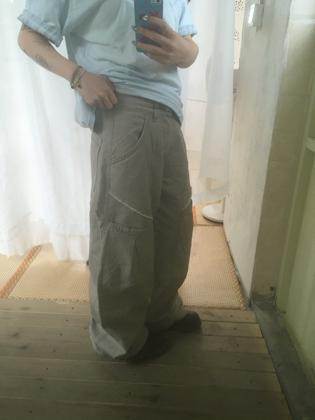(★BEST) hem button cargo pants (beige)