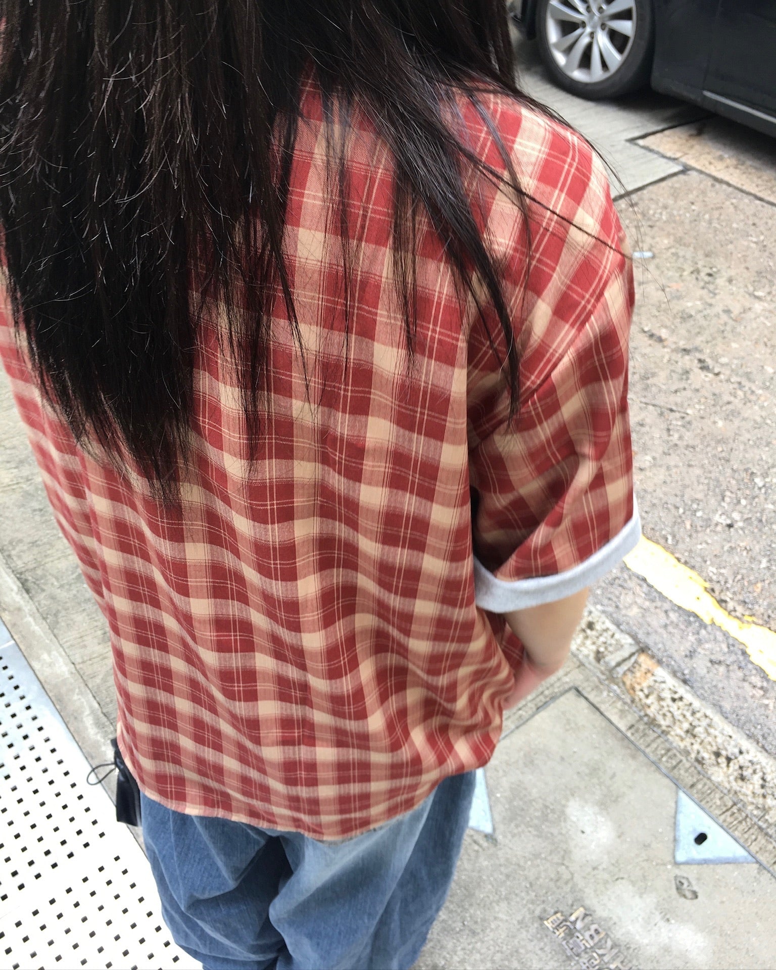 london crop checked shirt (red)