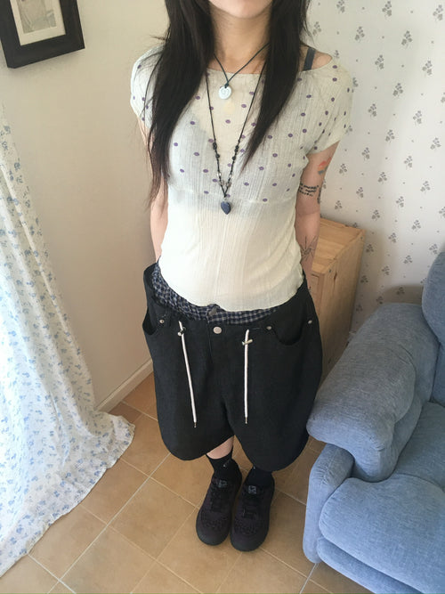 ribbed dot top (light green)