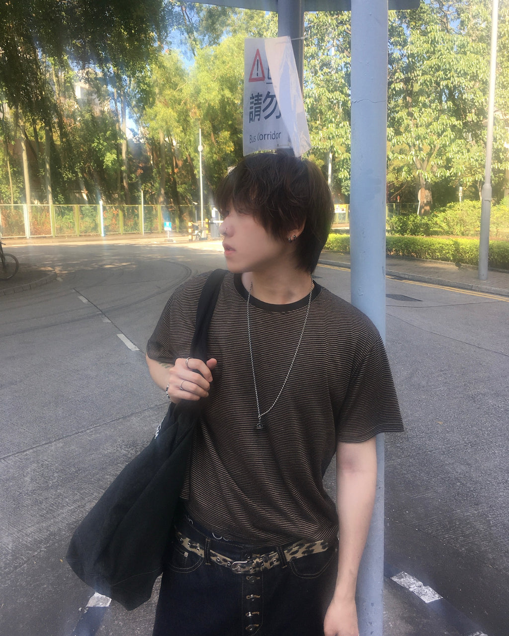 basic striped tee (black)