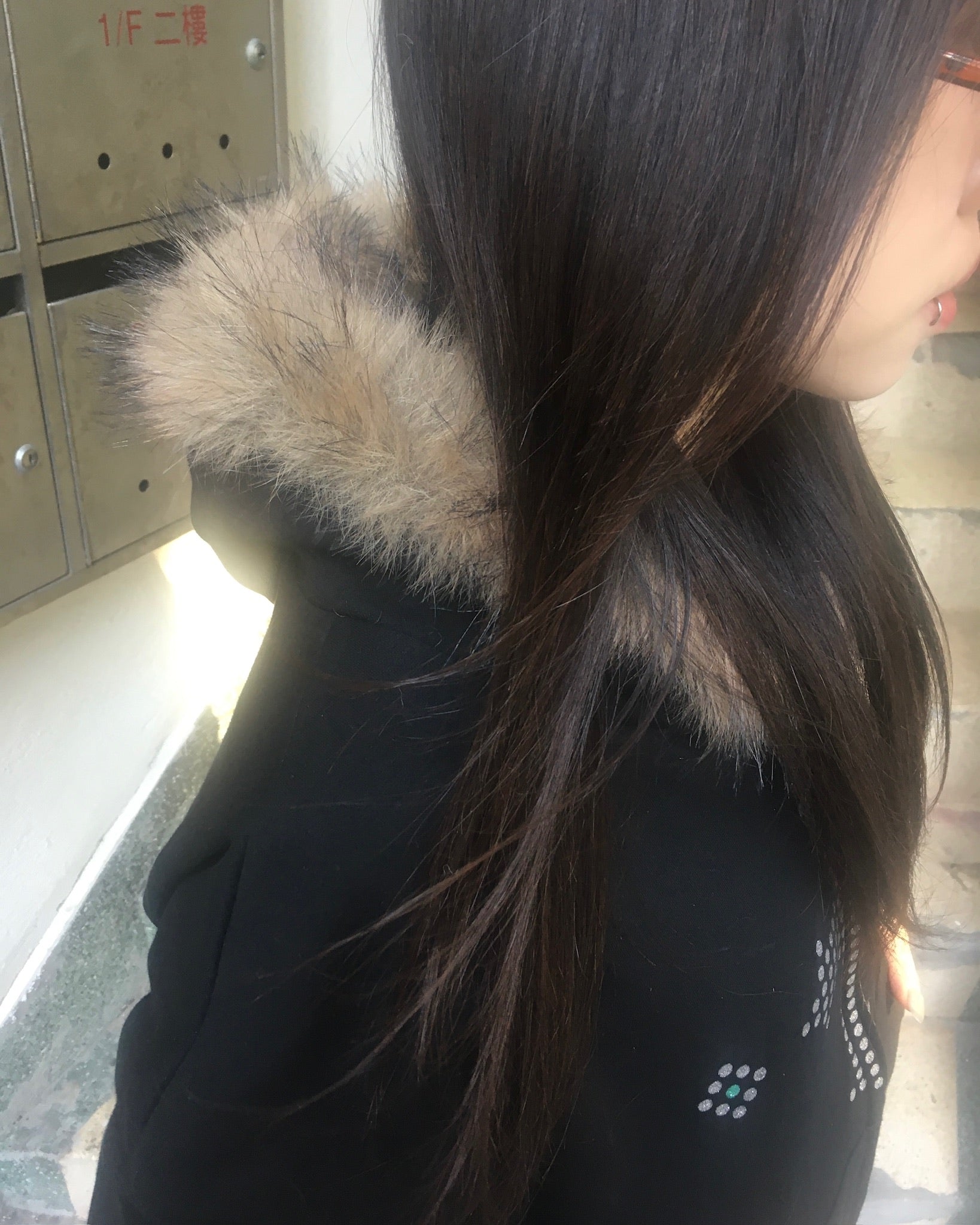 cross crop fur jacket (black)