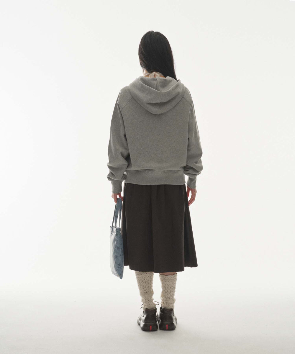 ✪【𝘱𝘳𝘦-𝘰𝘳𝘥𝘦𝘳】coyseio ruffle lace hood zip-up melange (grey)