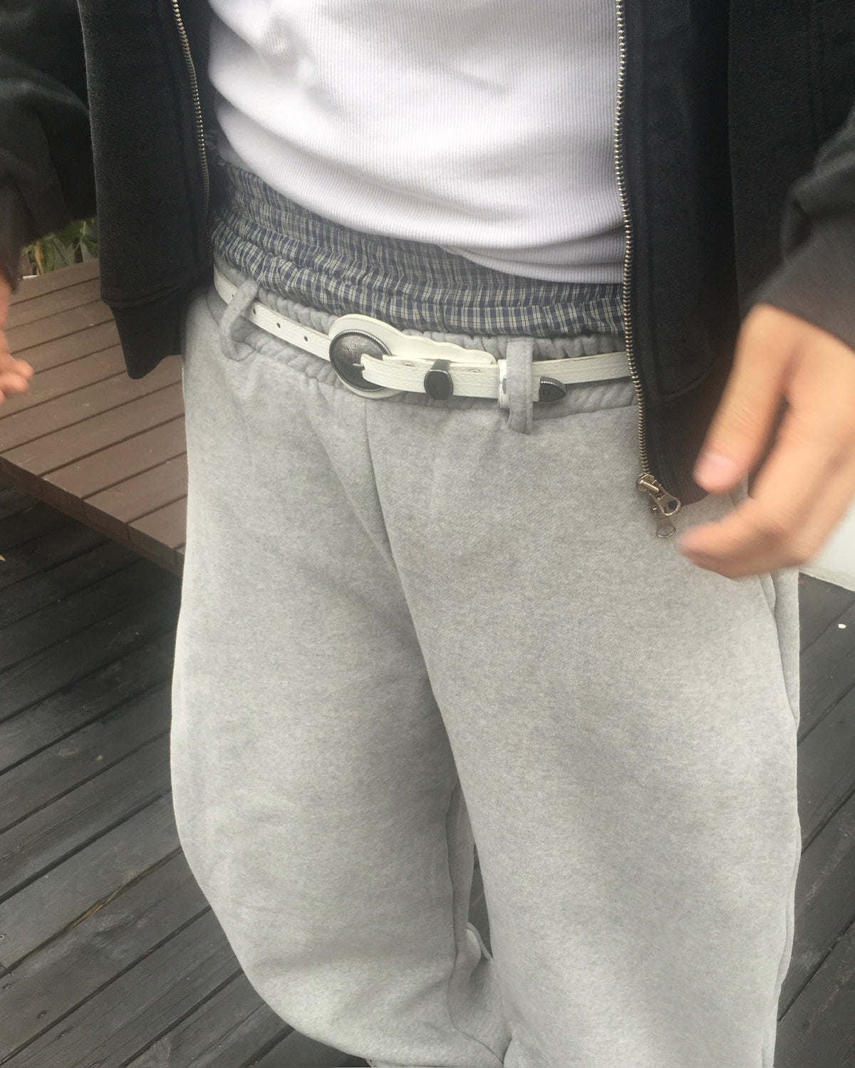 trunk layered sweat pants (grey)