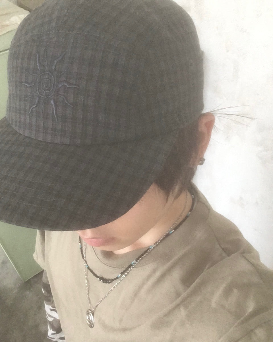 sun checked cap (black)