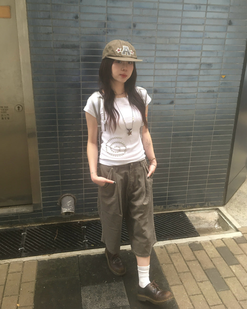 spiral studded tee (white)