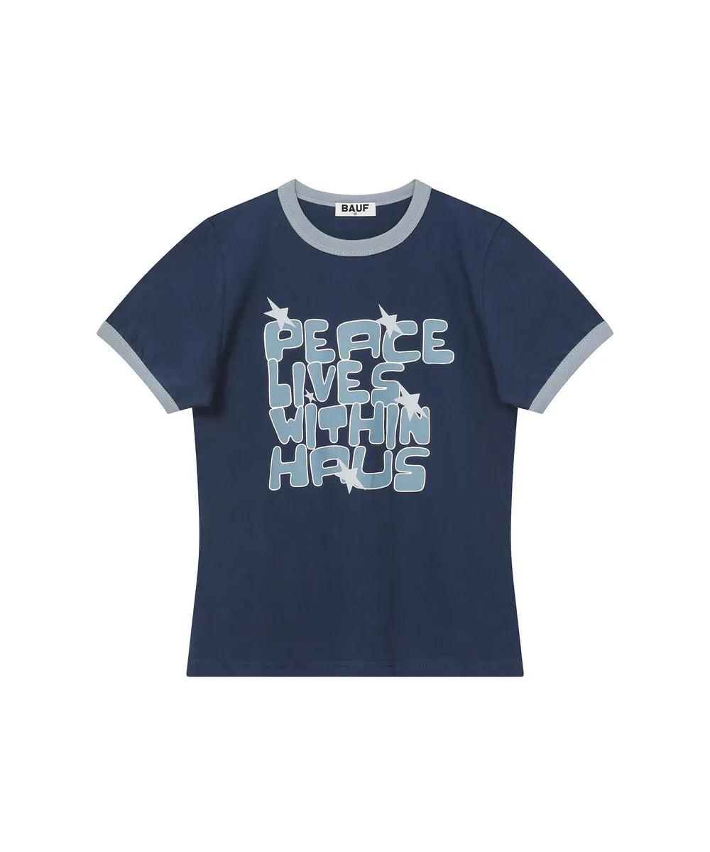 BAUF PEACE RINGER SLIM FIT T-SHIRT (NAVY)