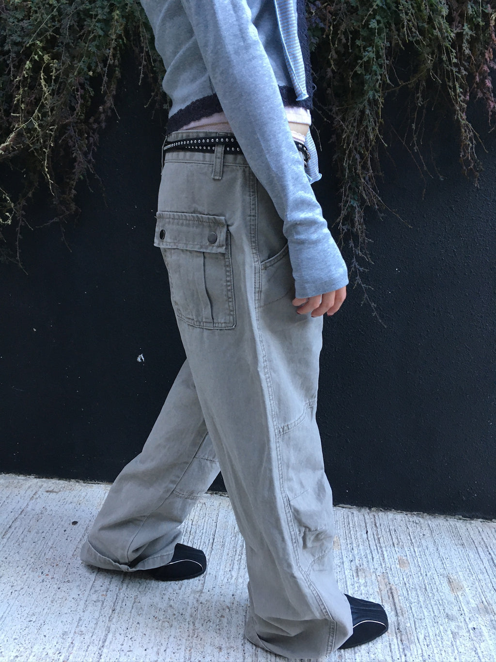 vintage washed cargo pants (beige)