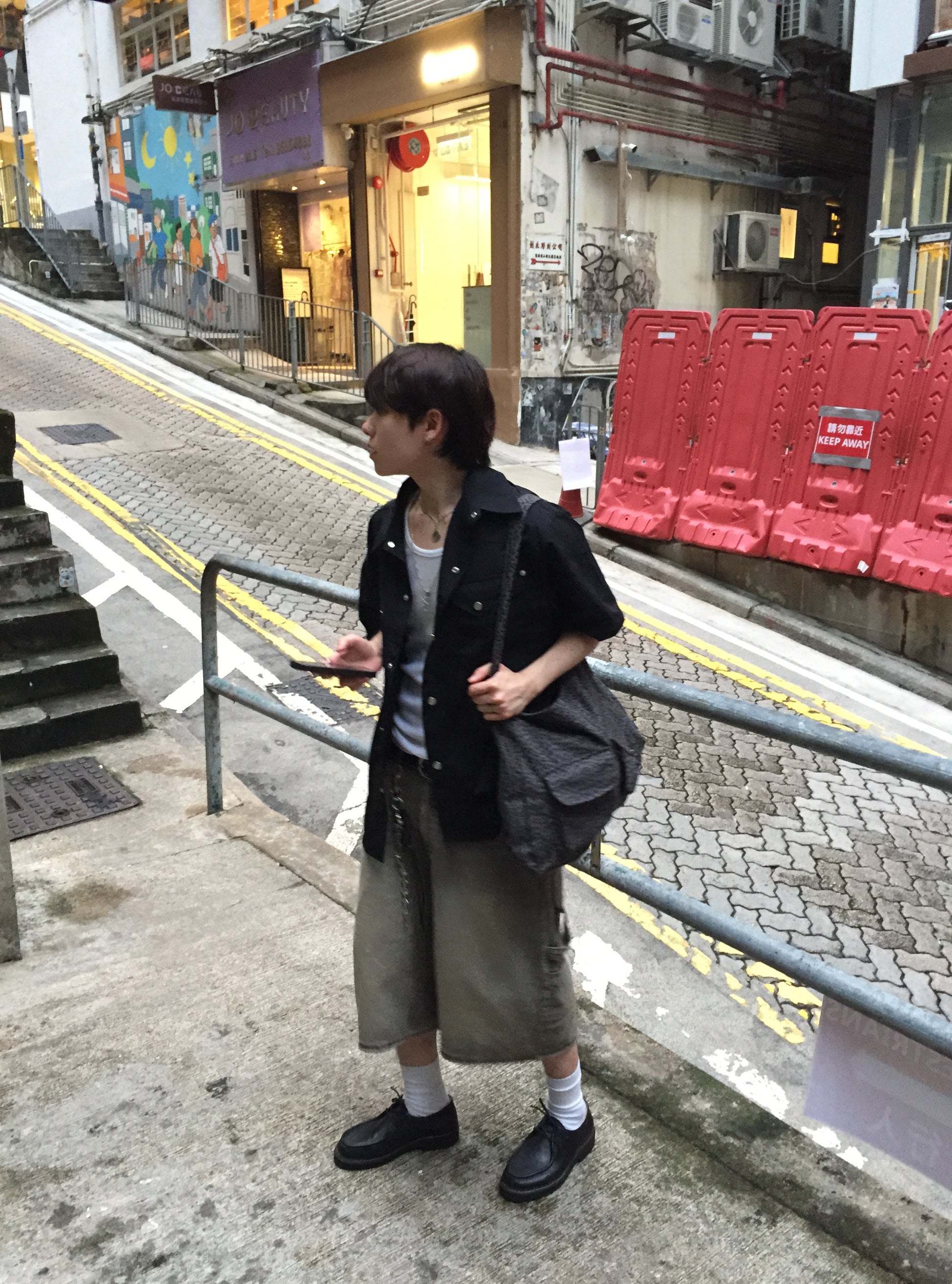 western nylon shirt (black)