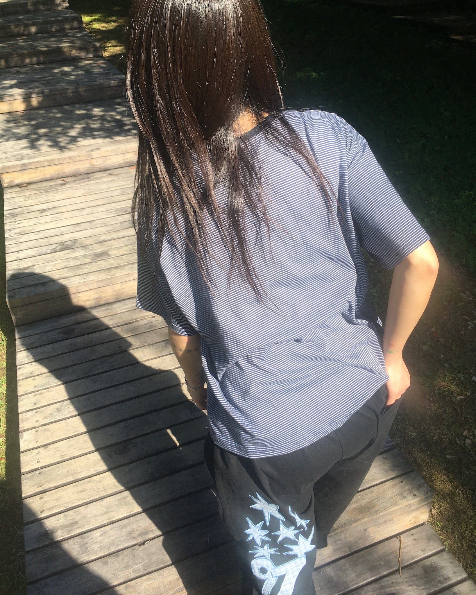 basic striped tee (navy)