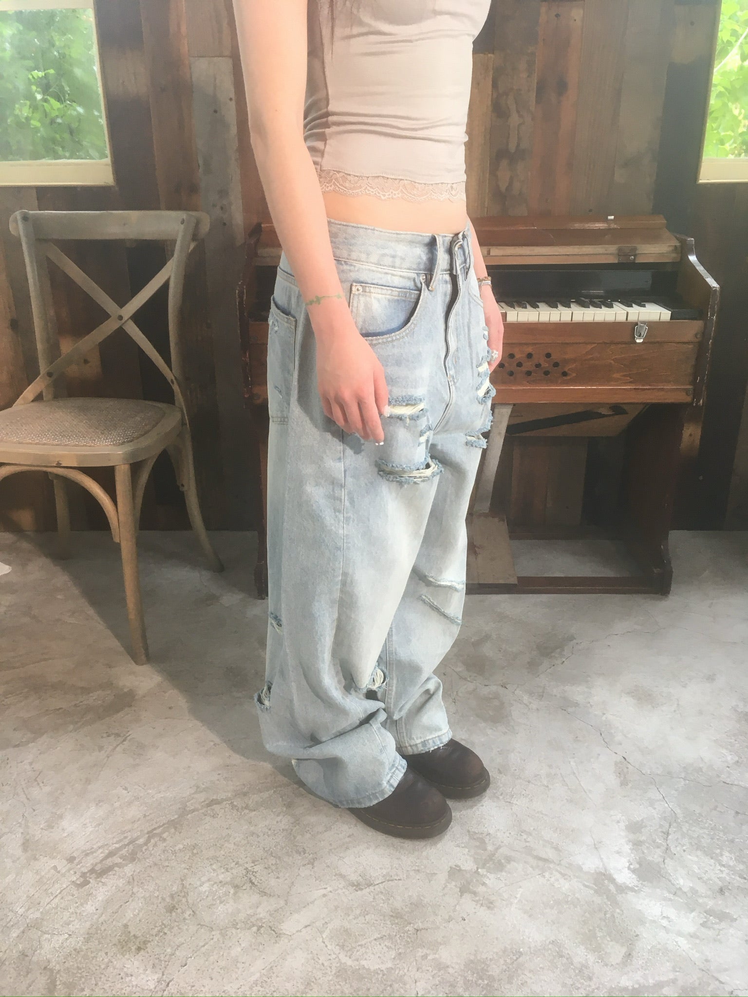 destroyed denim pants