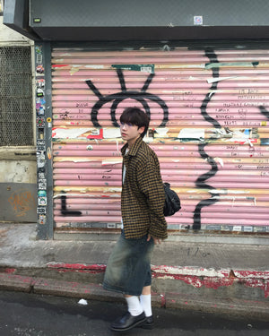 (in stock) crunch checked shirt (olive)