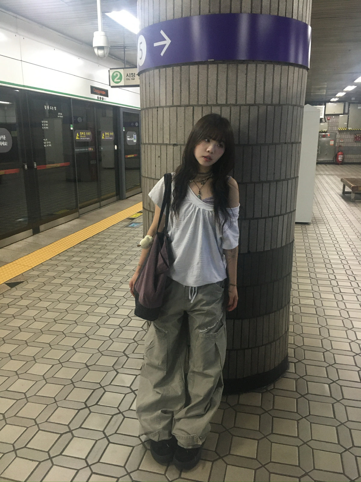 (★best) textured off shoulder blouse