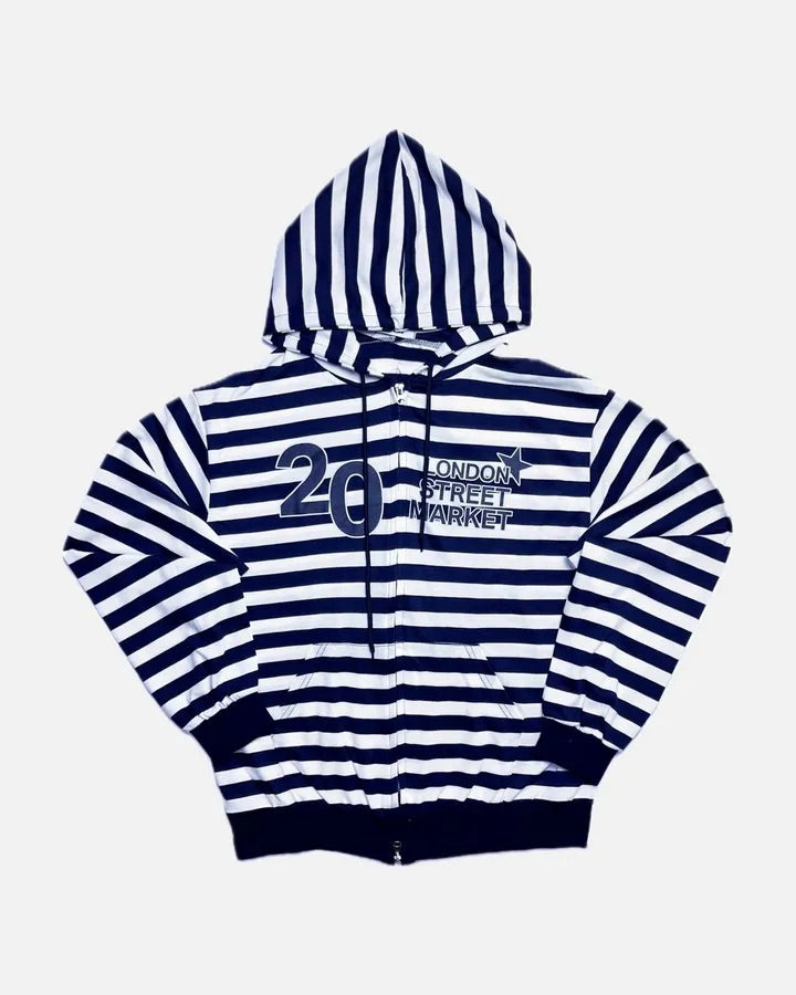20 striped zip-up hoodie (black)
