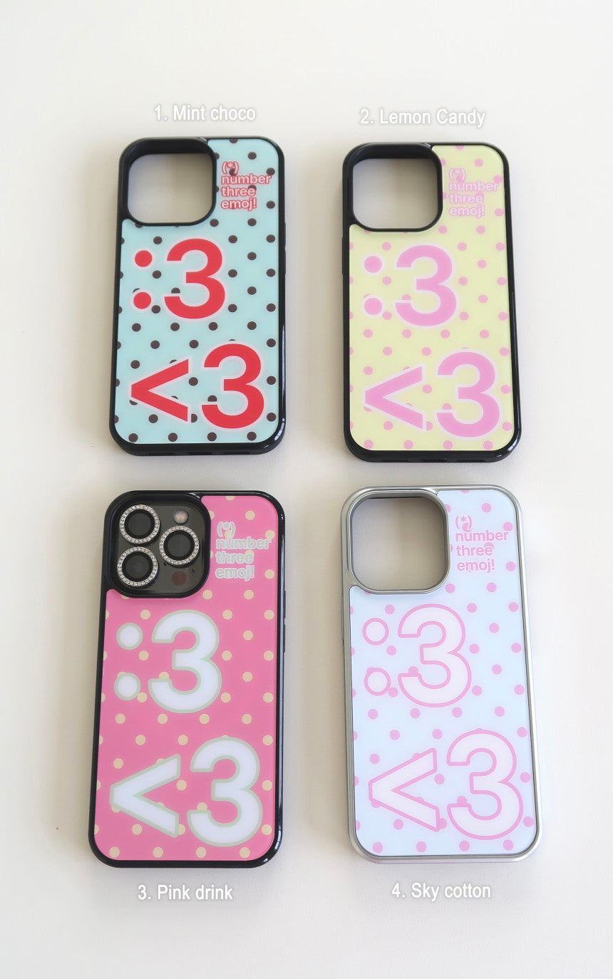 <3 emoji phone case+card slot (★SET)