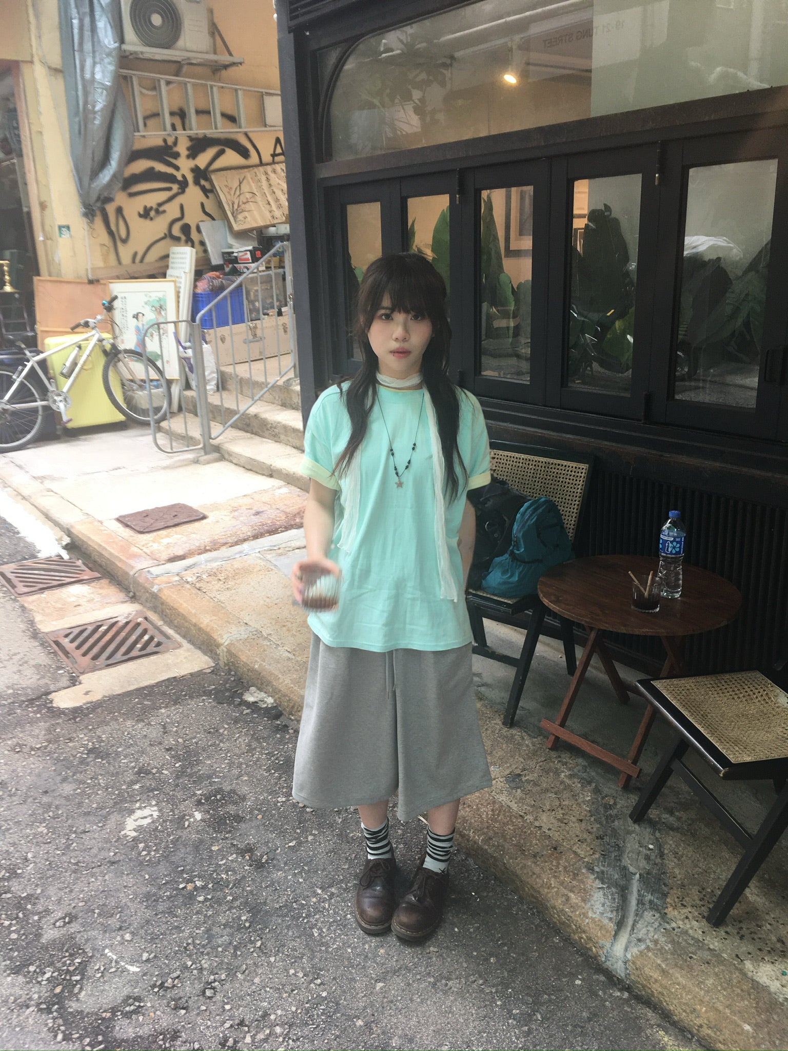 (★1+1) layered crop tee (mint+lemon)