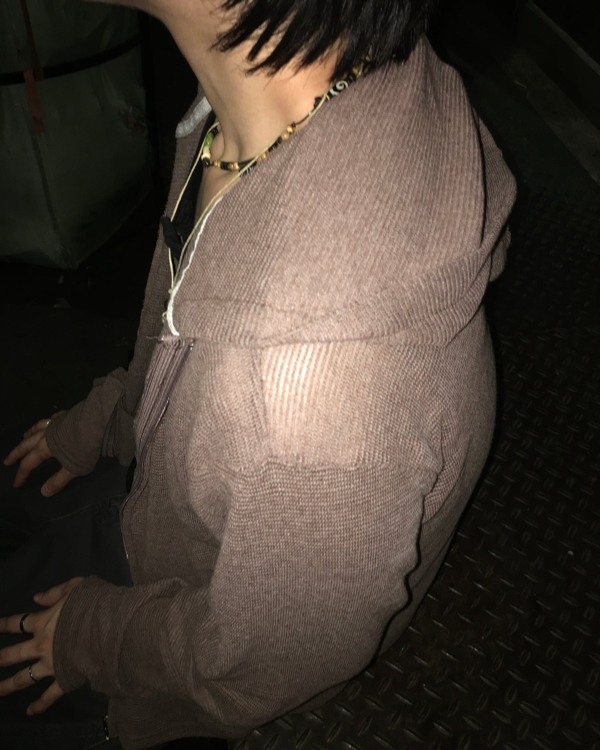 mesh hooded jacket (brown)
