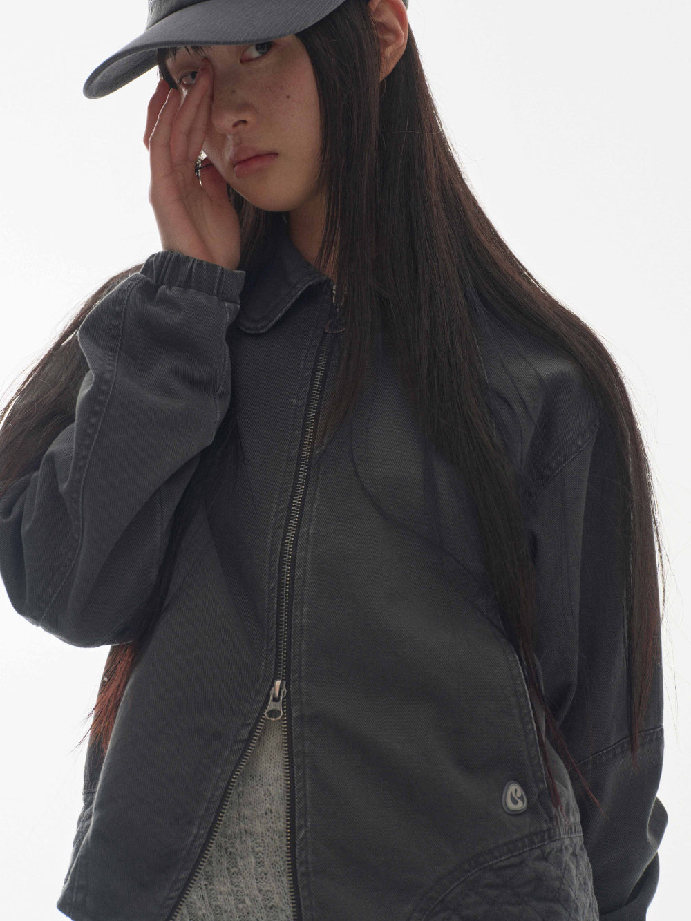 ✪【𝘱𝘳𝘦-𝘰𝘳𝘥𝘦𝘳】coyseio round collar stitch jacket (grey)
