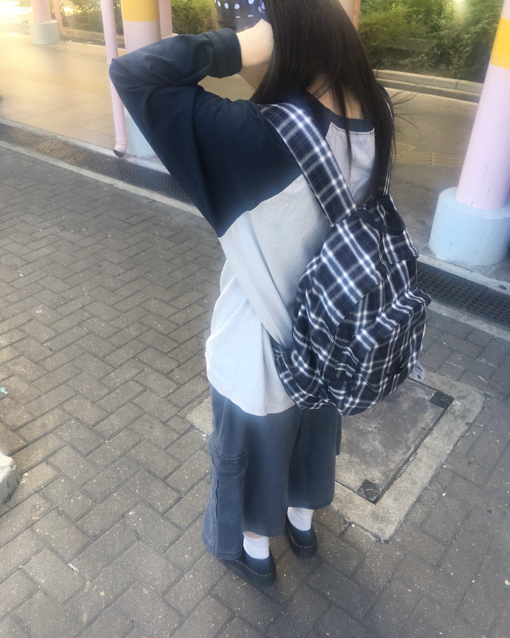 checkmates raglan tee (navy/grey) (women)