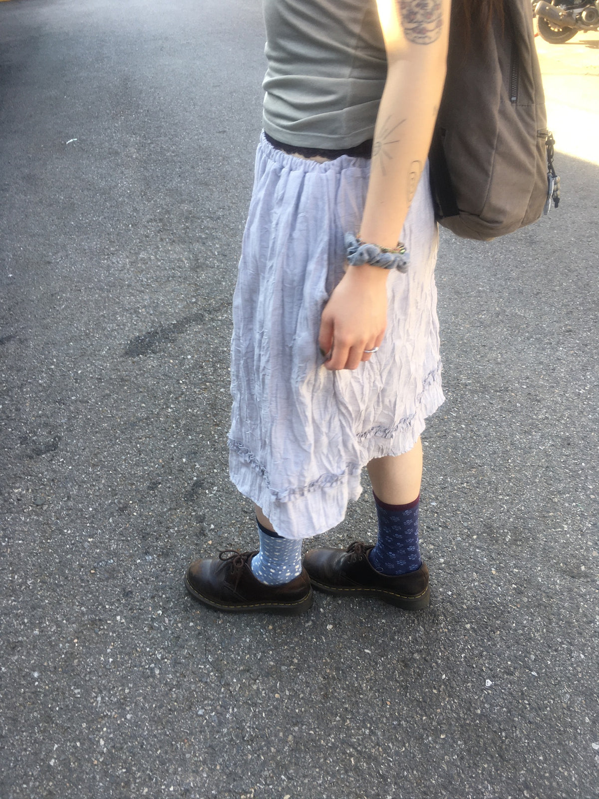 vintage wrinkle frill dress (light grey)