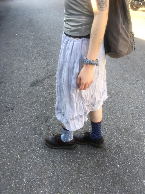 vintage wrinkle frill dress (light grey)