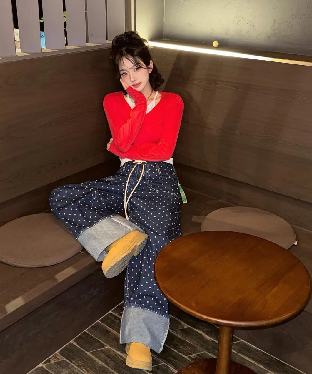 【𝘱𝘳𝘦-𝘰𝘳𝘥𝘦𝘳】FANCY CLUB String Dot Roll-up Pants (BLUE) F25QD890