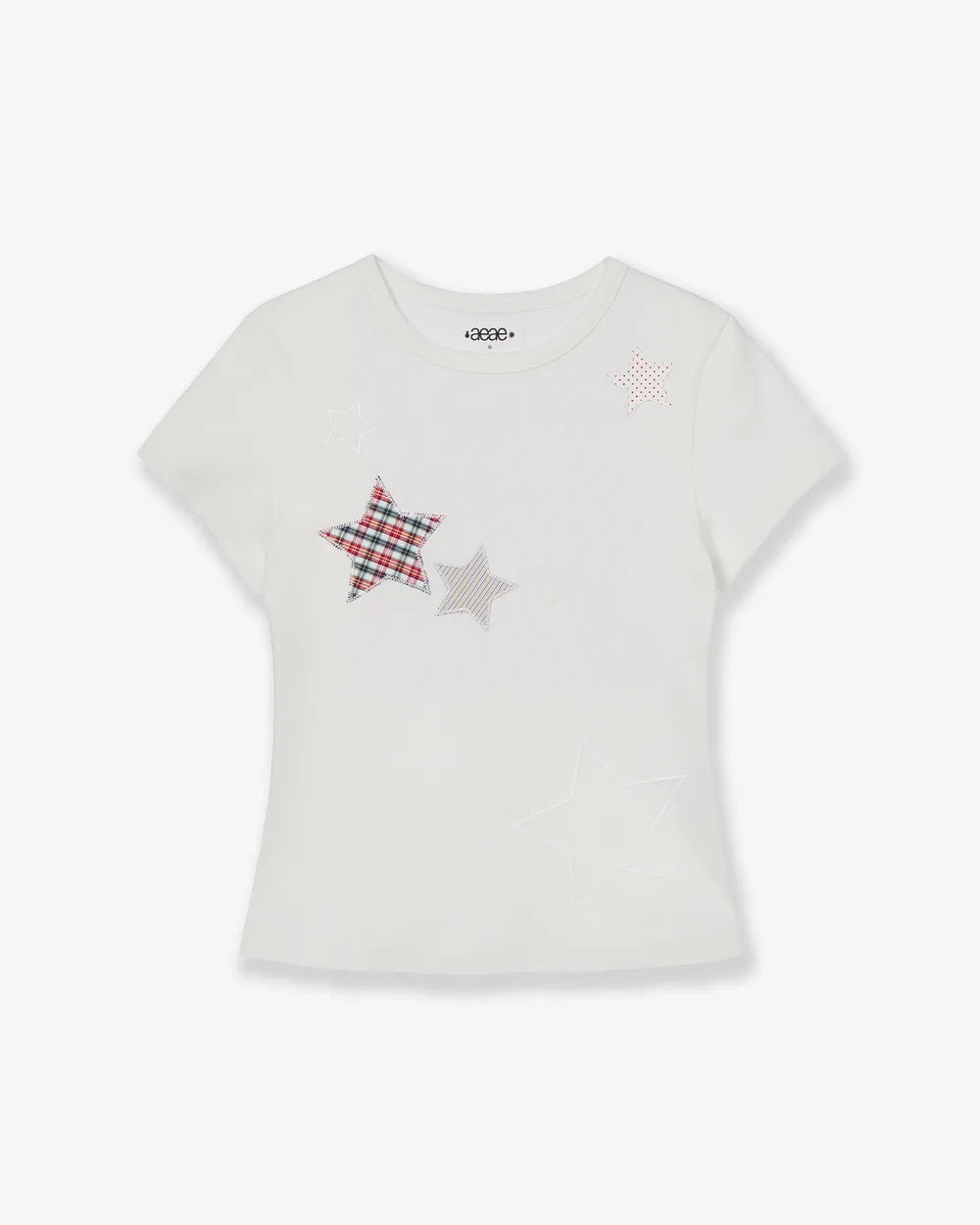 AEAE CHECK STAR TEE (WHITE)