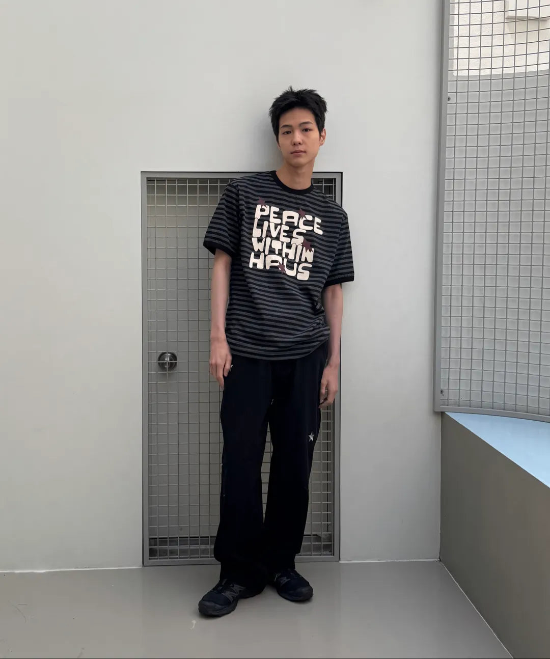 BAUF PEACE RINGER SLIM FIT T-SHIRT (STRIPE BLACK)