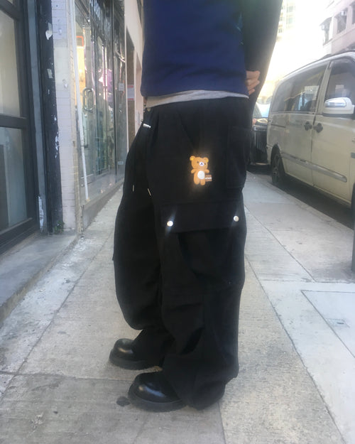 corduroy cargo pants (black)