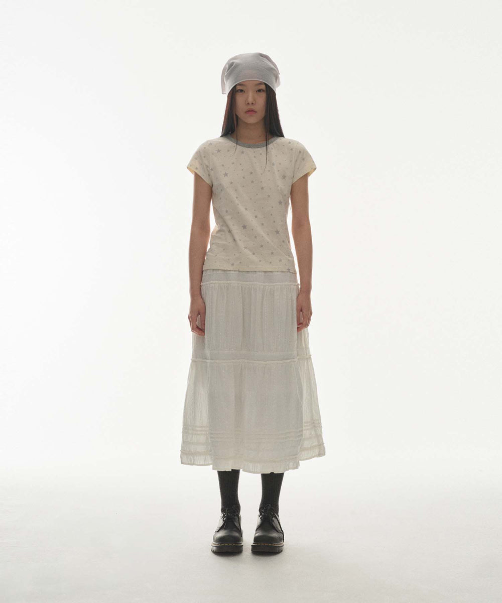 ✪【𝘱𝘳𝘦-𝘰𝘳𝘥𝘦𝘳】coyseio shirring midi skirt (white)