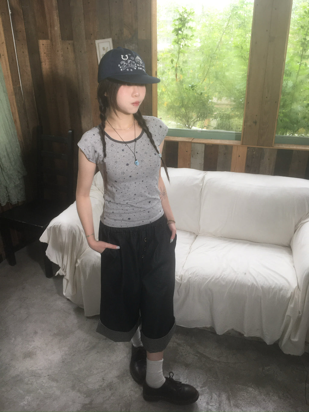 pony house cap (navy)