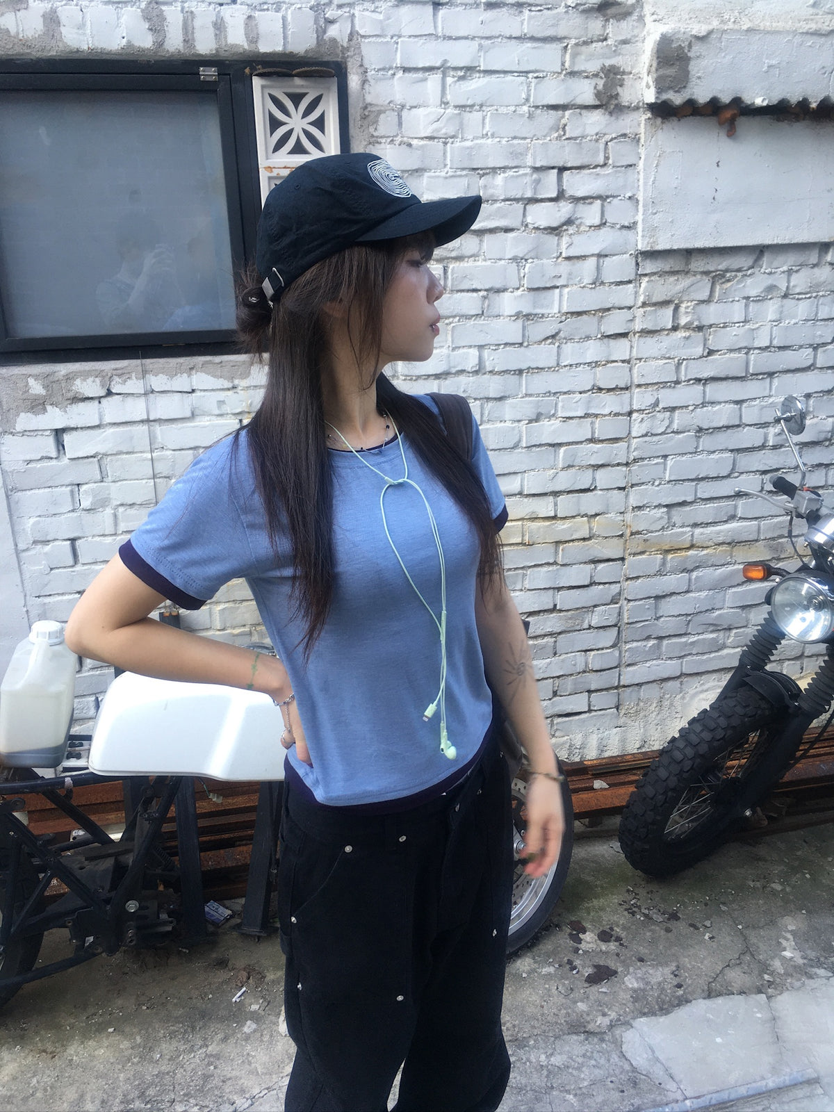 basic layer crop tee (purple)