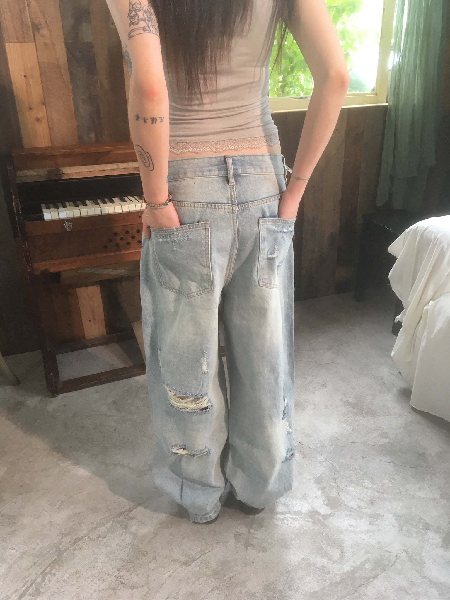 destroyed denim pants