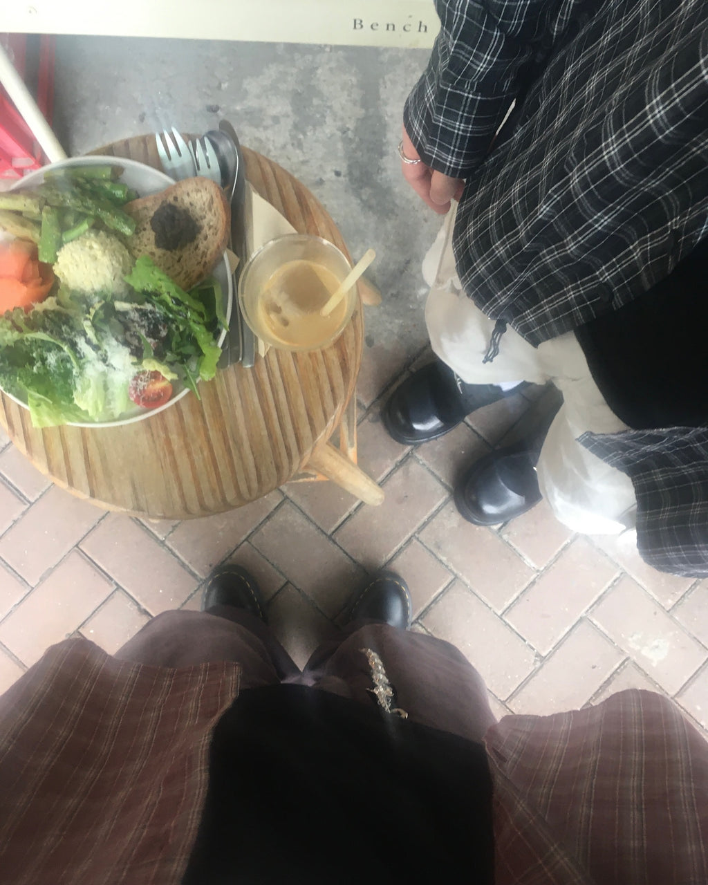 double pocket checked shirt (black)