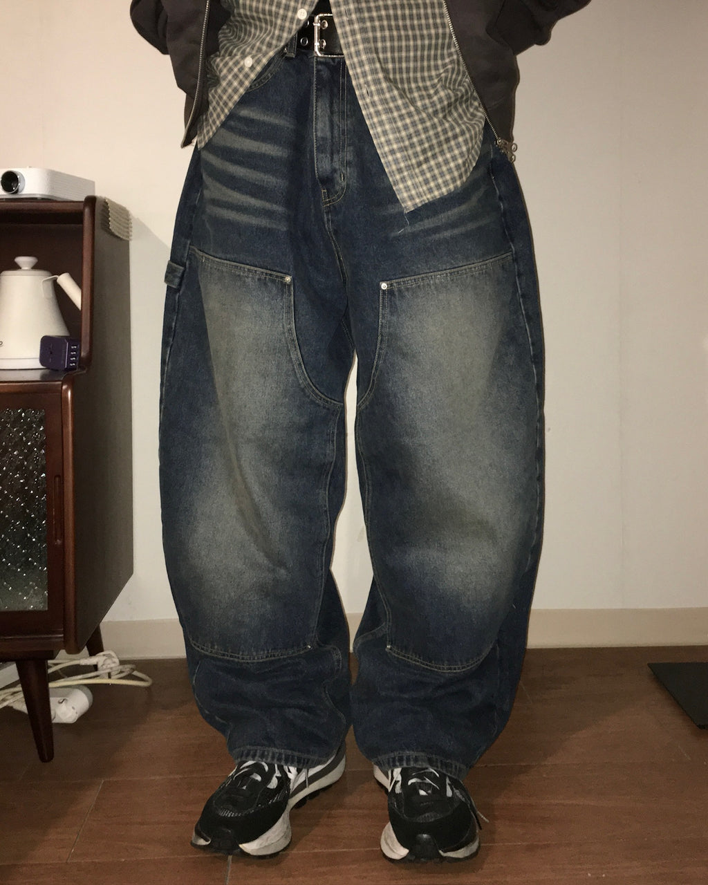 (in stock) vintage layer washed jeans