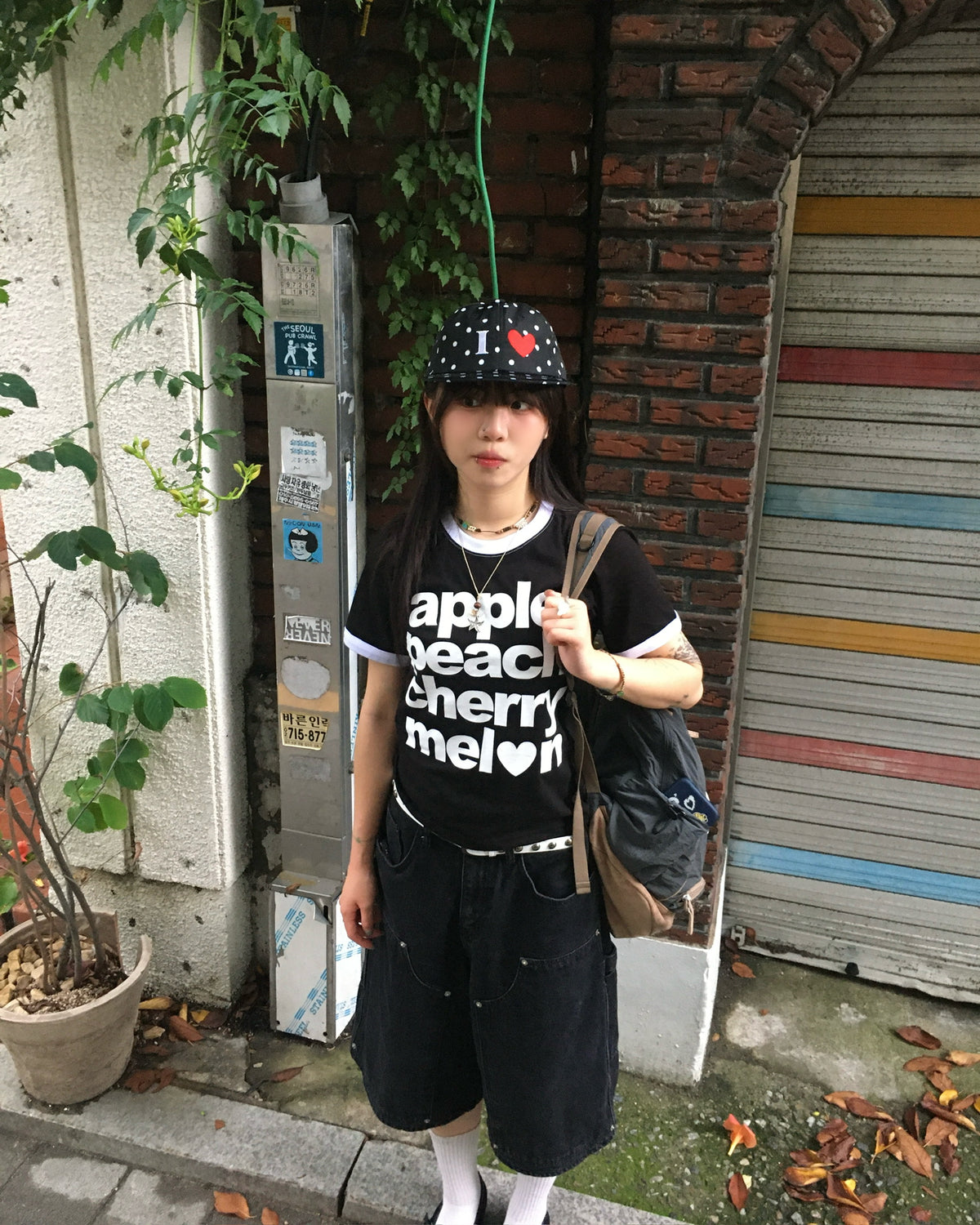 heart dot cap (black)