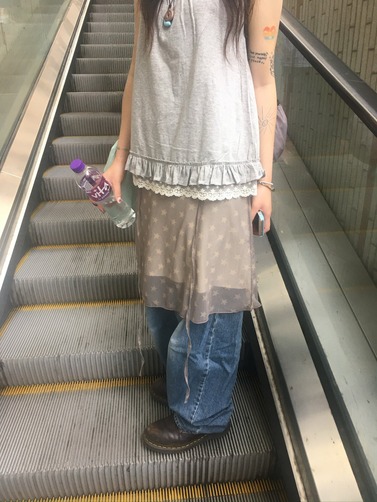 star mesh warp skirt (mauve)
