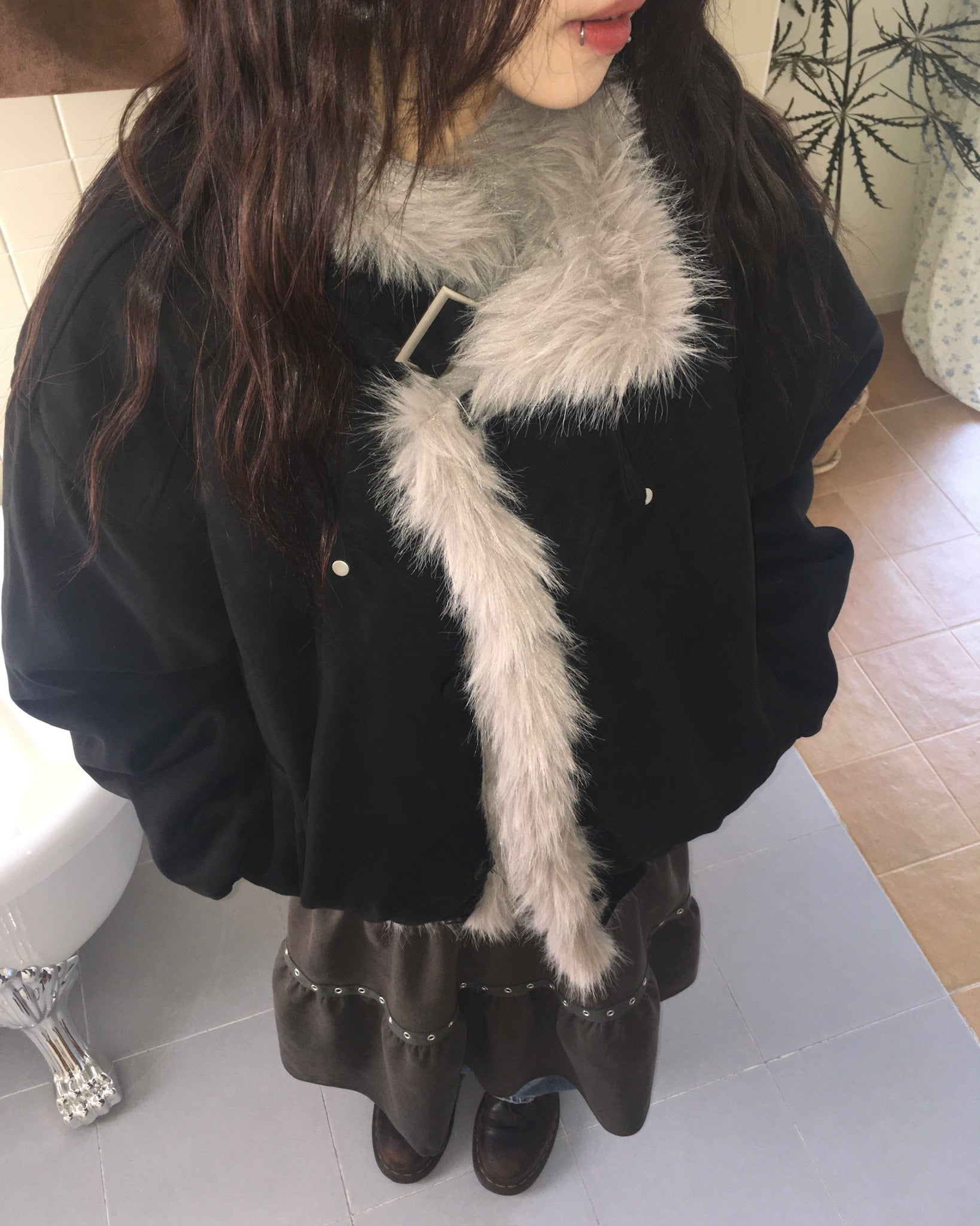 (★BEST) fur collar jacket (black)