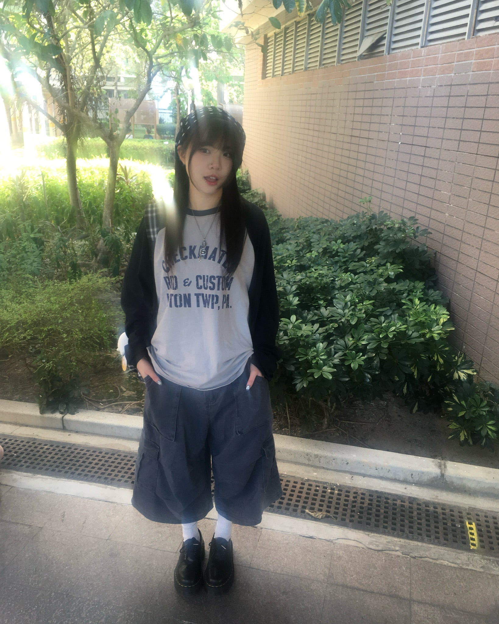 checkmates raglan tee (navy/grey) (women)