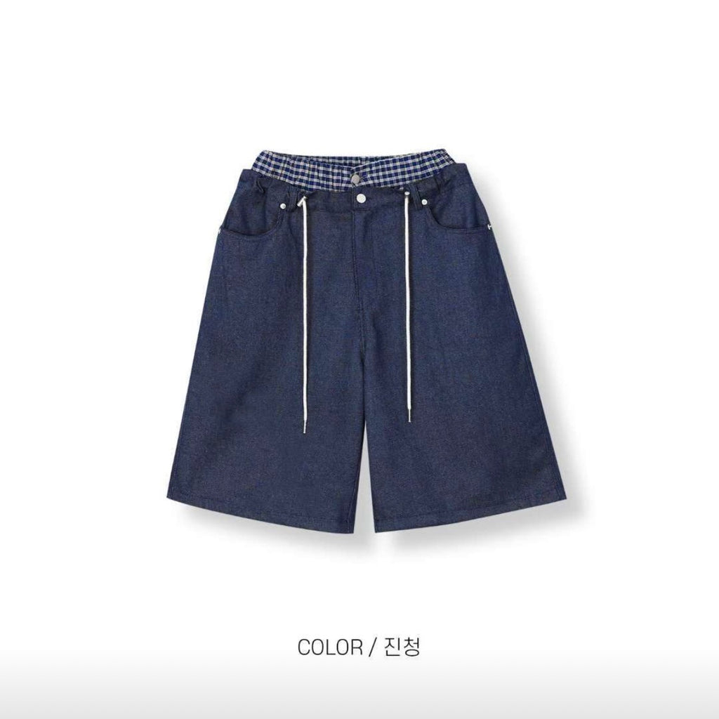 trunk layered half pants (black)