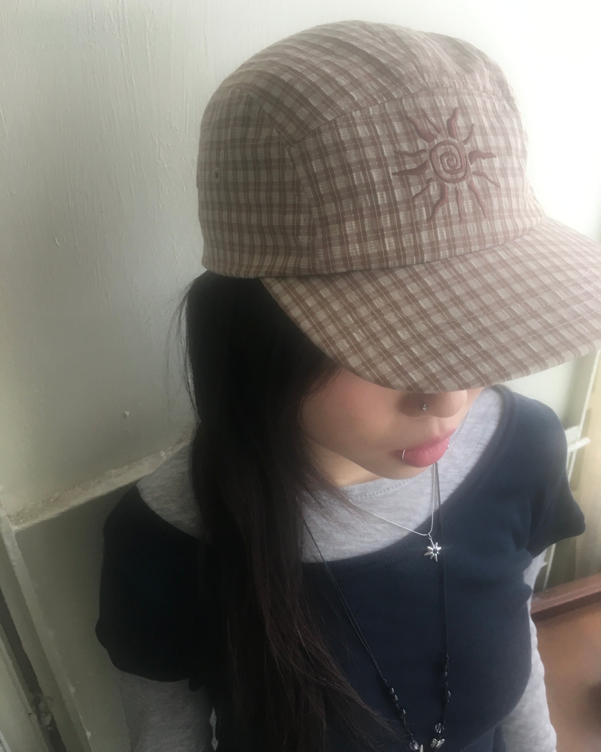 sun checked cap (brown)