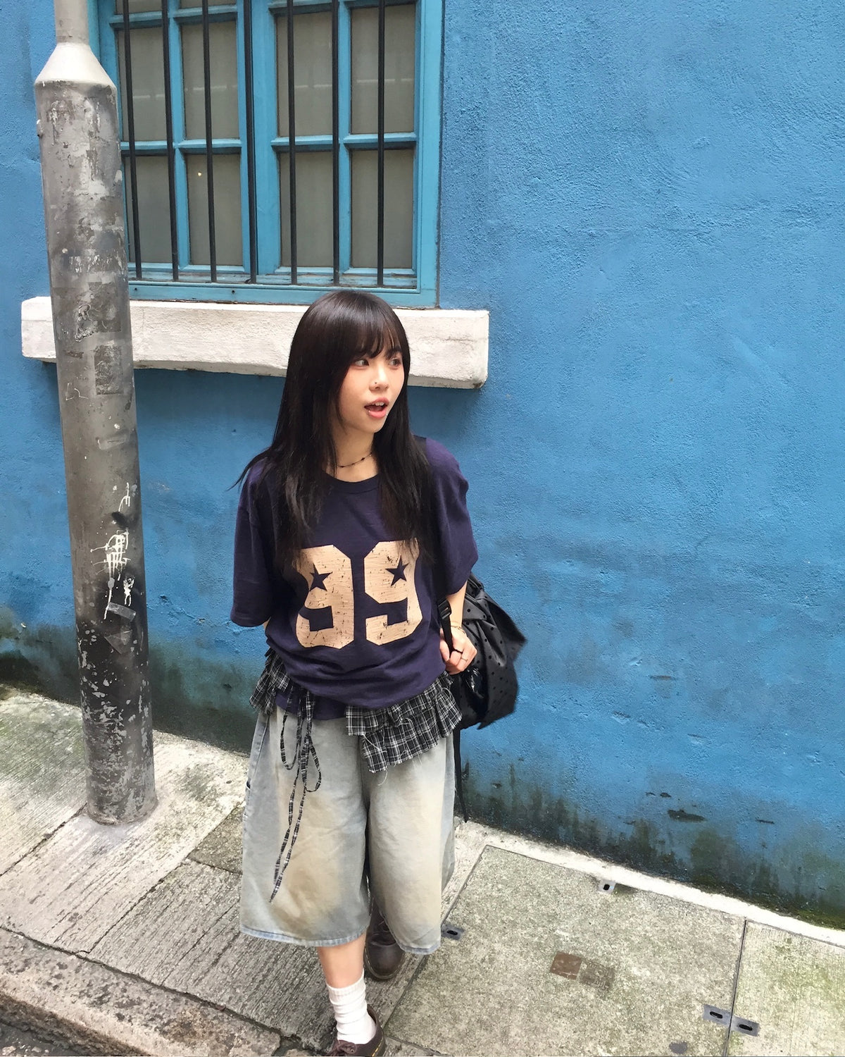 checked layer skirt (black)