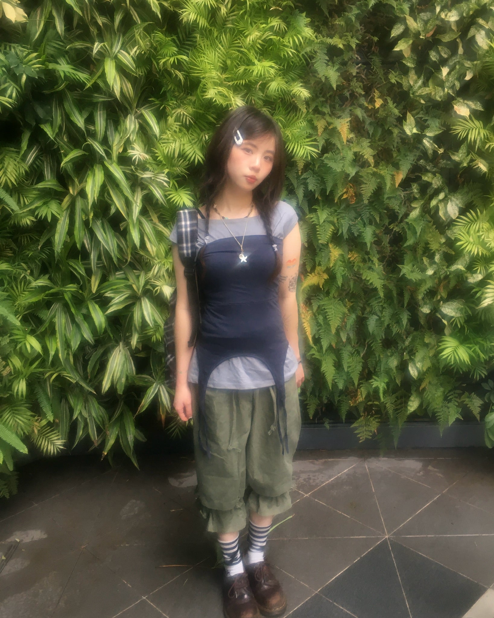 two-piece layered tee (navy/grey)