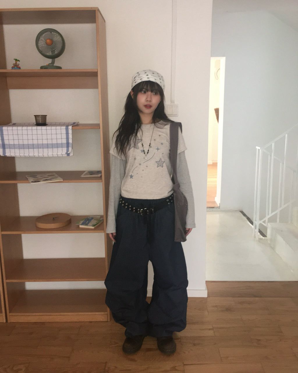 (★BEST) star stripe layered tee (oatmeal)