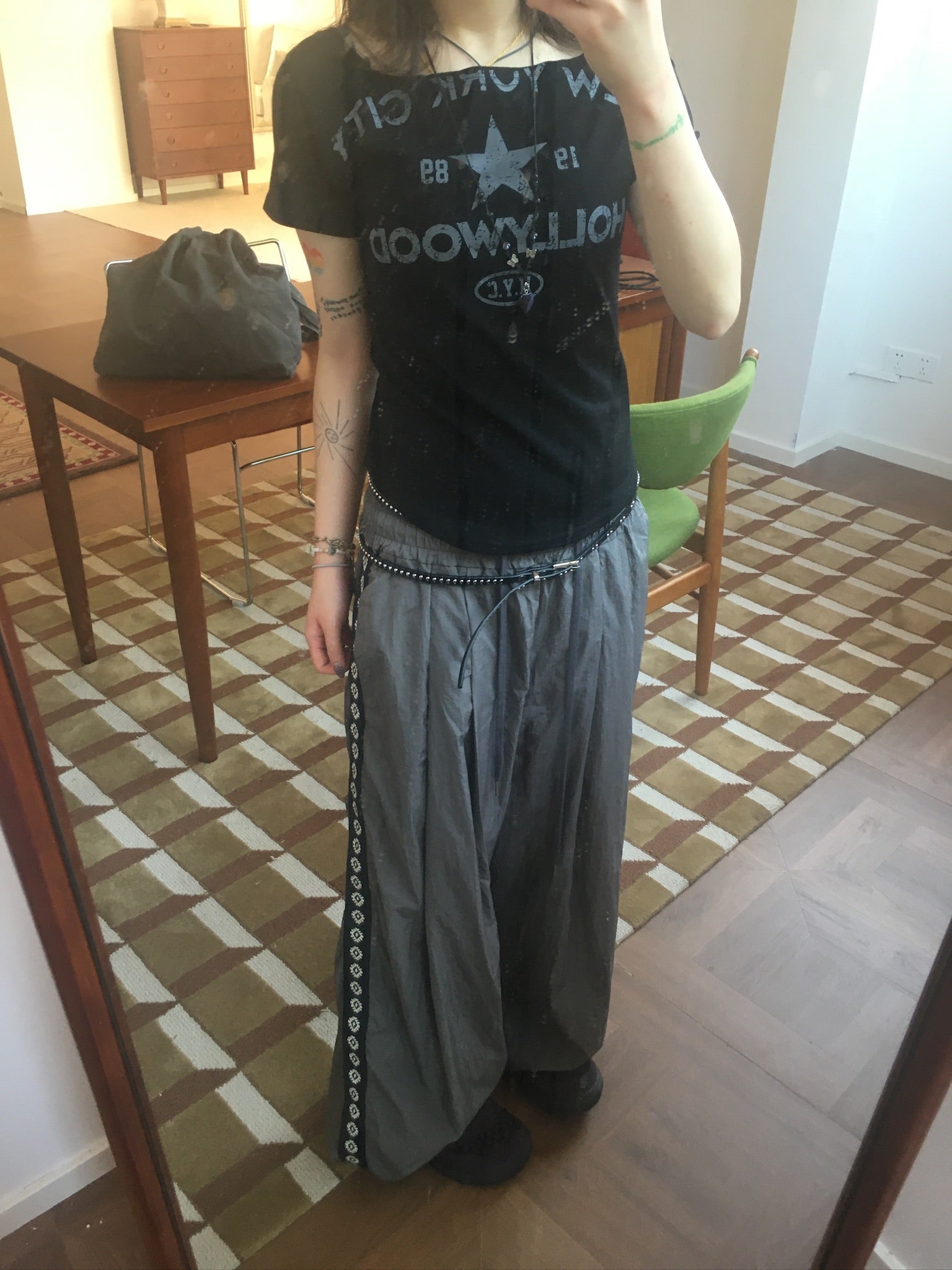 side sun nylon pants (grey)