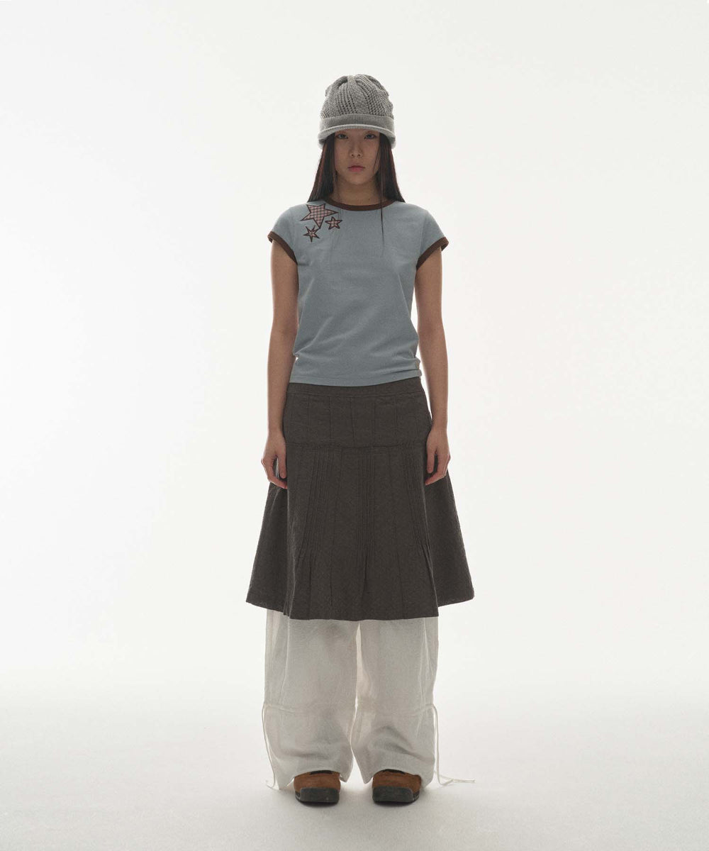 ✪【𝘱𝘳𝘦-𝘰𝘳𝘥𝘦𝘳】coyseio flower pintuck skirt (charcoal)