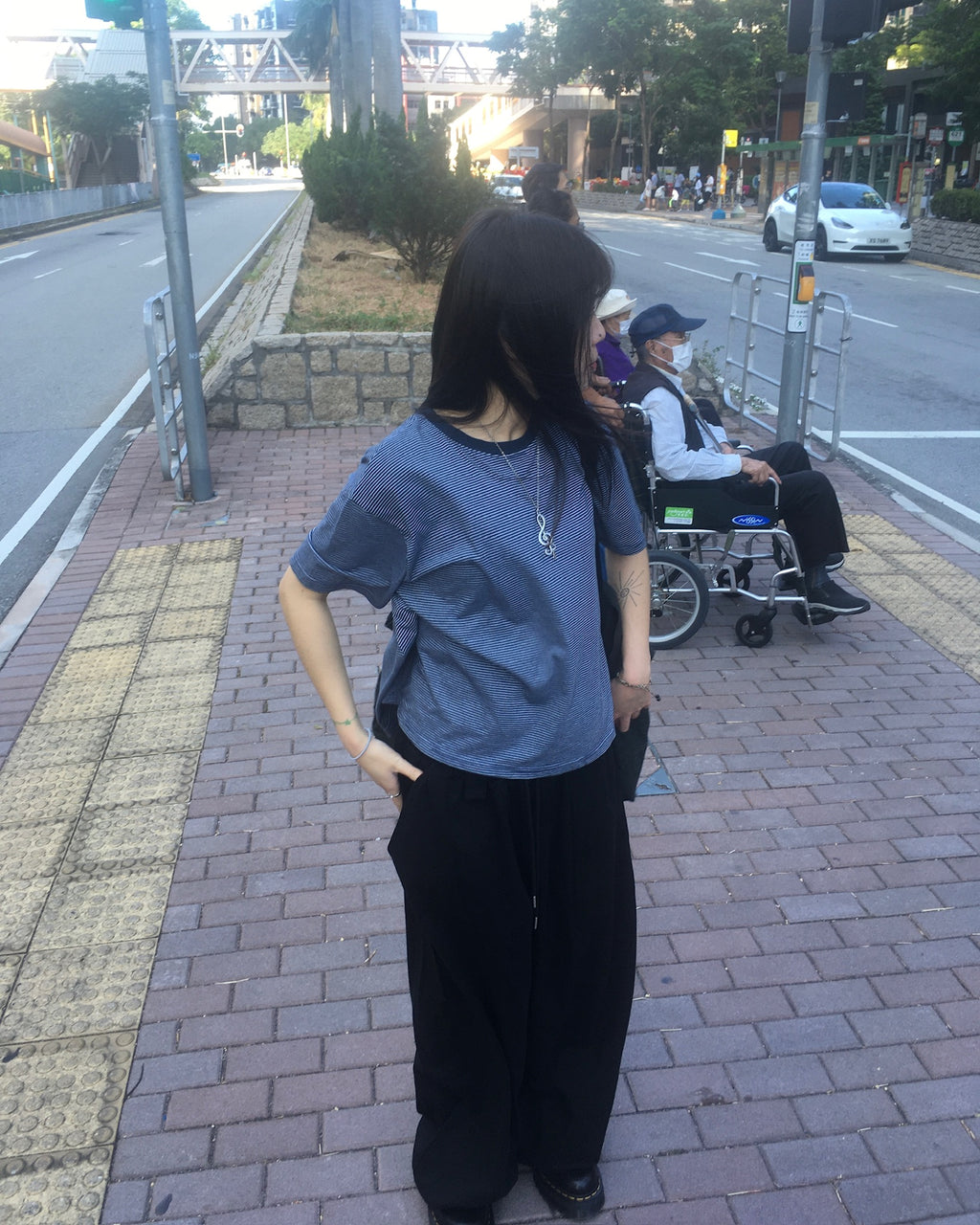 basic striped tee (navy)