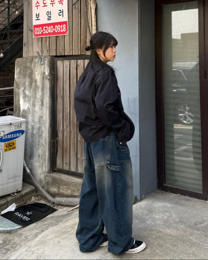 vintage layer washed jeans (blue)