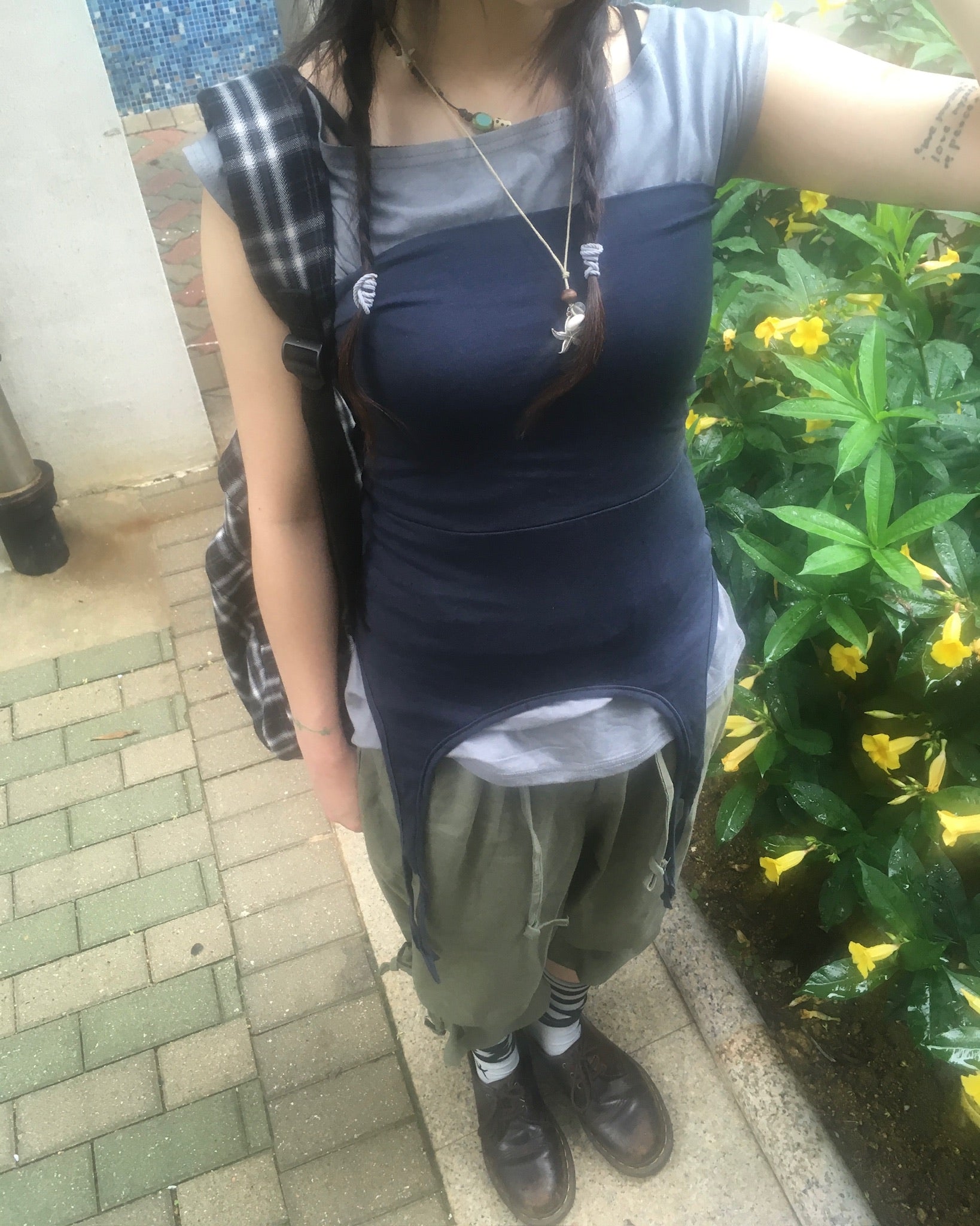 two-piece layered tee (navy/grey)