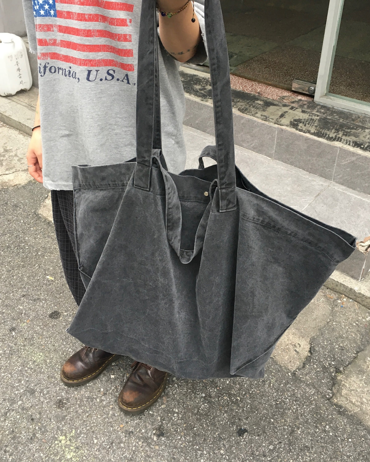 vintage washed bag (charcoal)